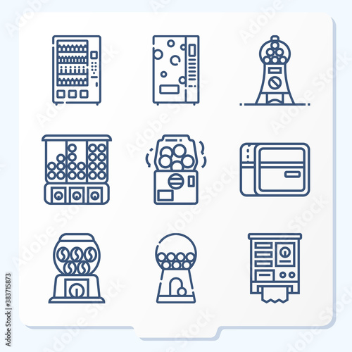 Simple set of 9 icons related to vending machine