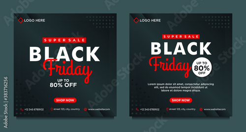 Black Friday sale social media banner template with black background gradient style