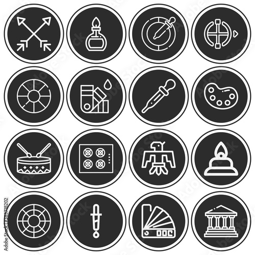 16 pack of hindu  lineal web icons set
