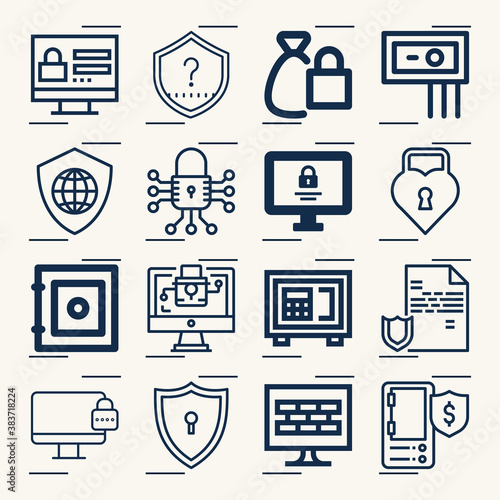 Simple set of earnest related lineal icons.