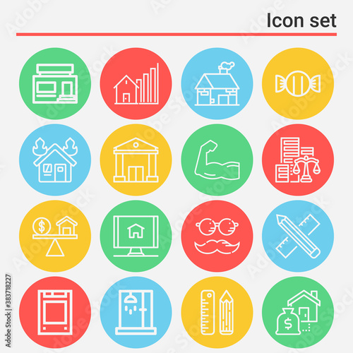 16 pack of substantial  lineal web icons set