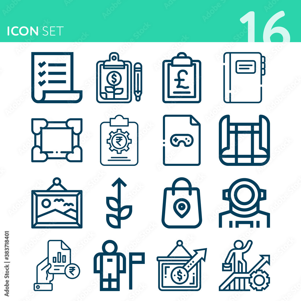 Simple set of 16 icons related to plan Simple set of 16 icons related to plan