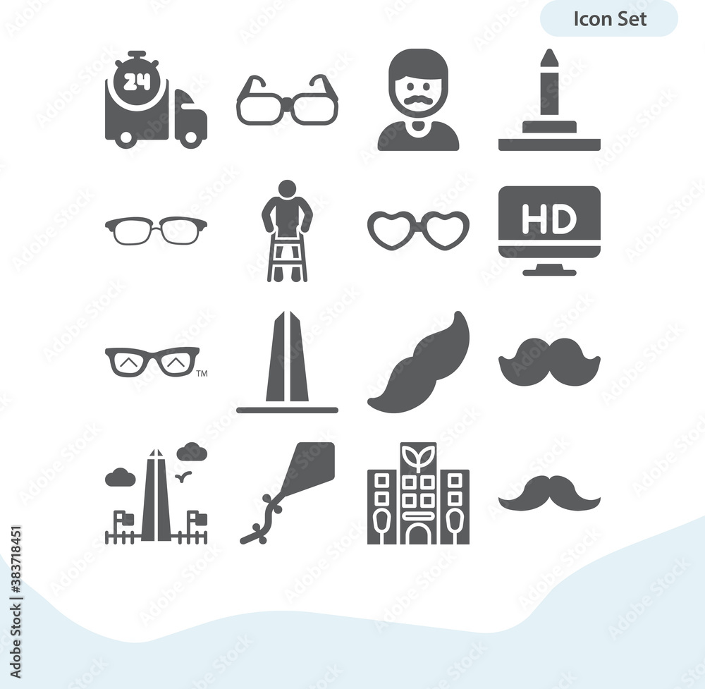 Simple set of explicit related filled icons. Simple set of explicit related filled icons.