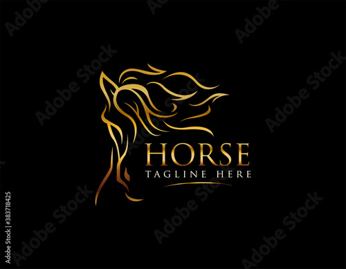 Abstract luxury horse symbol logo design. Animal logo design illustration.
