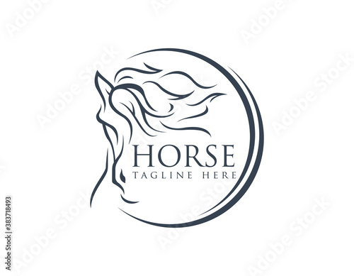 Abstract luxury horse symbol logo design. Animal logo design illustration.