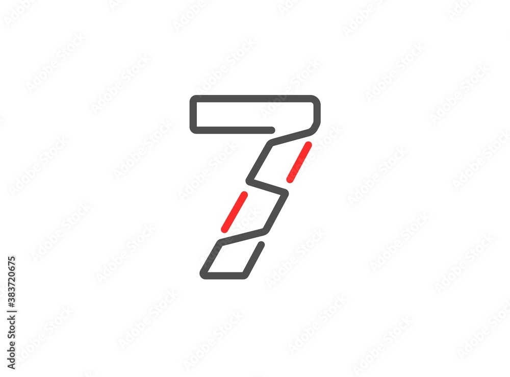 7 vector number. Modern trendy, creative style line design. For logo, brand label, design elements, corporate identity, application etc. İsolated vector illustration 7 vector number. Modern trendy, creative style line design. For logo, brand label, design elements, corporate identity, application etc. İsolated vector illustration