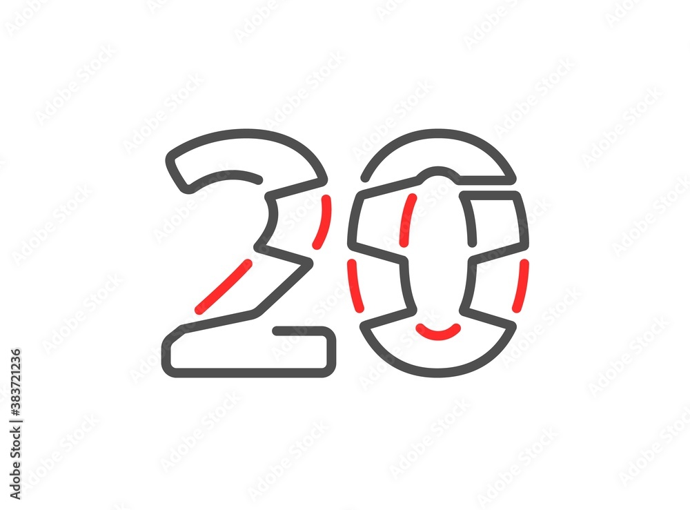 20 vector number. Modern trendy, creative style line design. For logo, brand label, design elements, corporate identity, application etc. İsolated vector illustration 20 vector number. Modern trendy, creative style line design. For logo, brand label, design elements, corporate identity, application etc. İsolated vector illustration