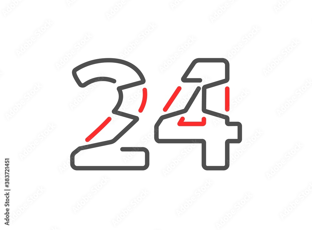 24 vector number. Modern trendy, creative style line design. For logo, brand label, design elements, corporate identity, application etc. İsolated vector illustration 24 vector number. Modern trendy, creative style line design. For logo, brand label, design elements, corporate identity, application etc. İsolated vector illustration