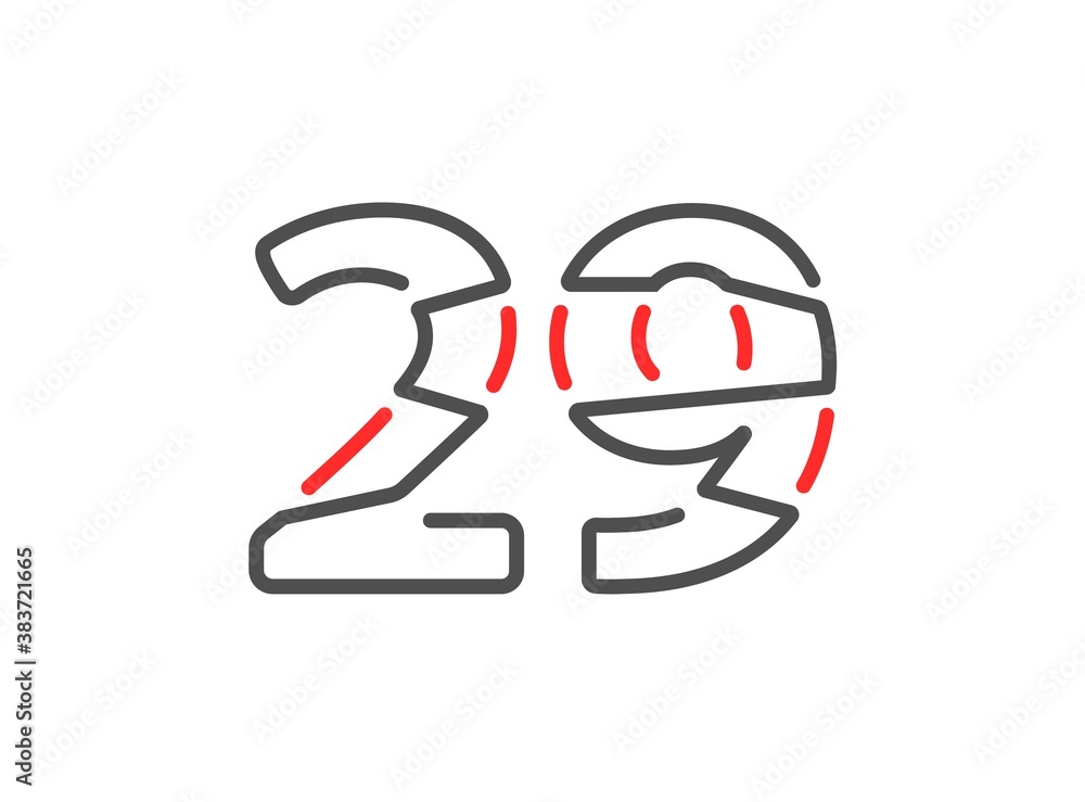 29 vector number. Modern trendy, creative style line design. For logo, brand label, design elements, corporate identity, application etc. İsolated vector illustration 29 vector number. Modern trendy, creative style line design. For logo, brand label, design elements, corporate identity, application etc. İsolated vector illustration