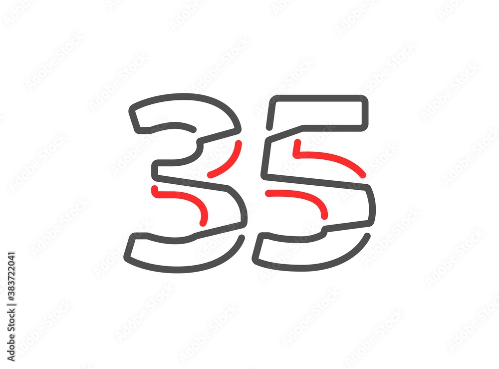 35 vector number. Modern trendy, creative style line design. For logo, brand label, design elements, corporate identity, application etc. İsolated vector illustration 35 vector number. Modern trendy, creative style line design. For logo, brand label, design elements, corporate identity, application etc. İsolated vector illustration