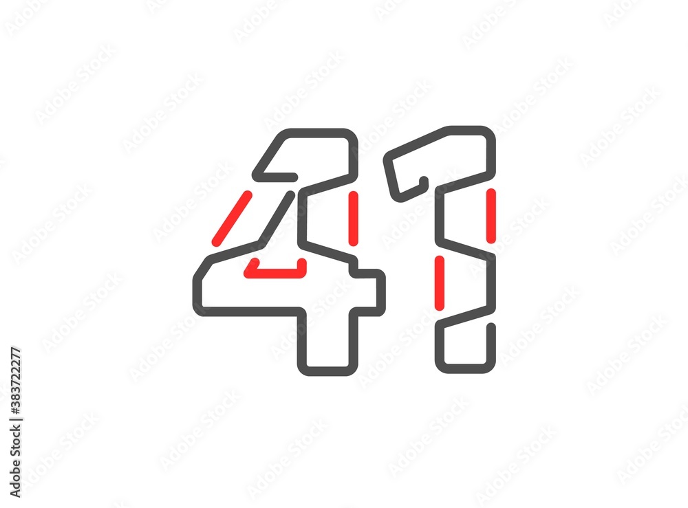 41 vector number. Modern trendy, creative style line design. For logo, brand label, design elements, corporate identity, application etc. İsolated vector illustration 41 vector number. Modern trendy, creative style line design. For logo, brand label, design elements, corporate identity, application etc. İsolated vector illustration