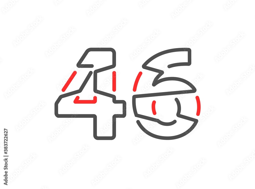 46 vector number. Modern trendy, creative style line design. For logo, brand label, design elements, corporate identity, application etc. Isolated vector illustration 46 vector number. Modern trendy, creative style line design. For logo, brand label, design elements, corporate identity, application etc. Isolated vector illustration