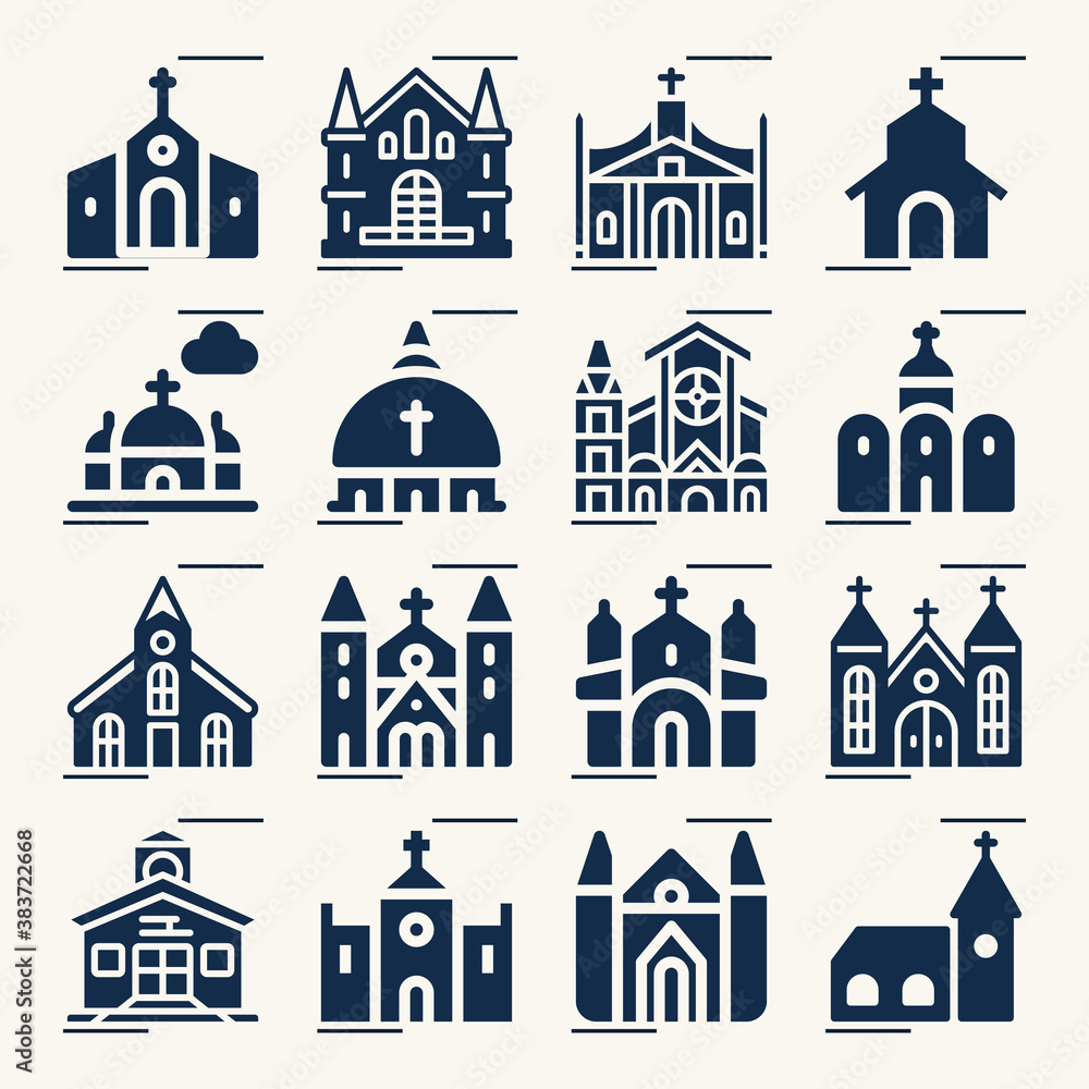Simple set of divine service related filled icons.
