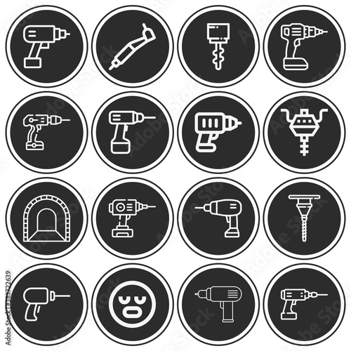 16 pack of boring  lineal web icons set