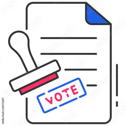 Ballot paper with Vote Stamp Concept, Election day Equipment Vector Icon Design, Presidential elections in United States Symbol on White background 