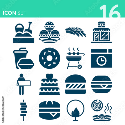 Simple set of 16 icons related to loads