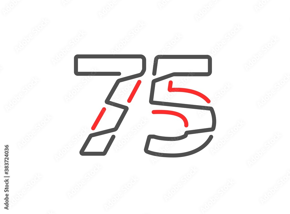 75 vector number. Modern trendy, creative style line design. For logo, brand label, design elements, corporate identity, application etc. Isolated vector illustration 75 vector number. Modern trendy, creative style line design. For logo, brand label, design elements, corporate identity, application etc. Isolated vector illustration