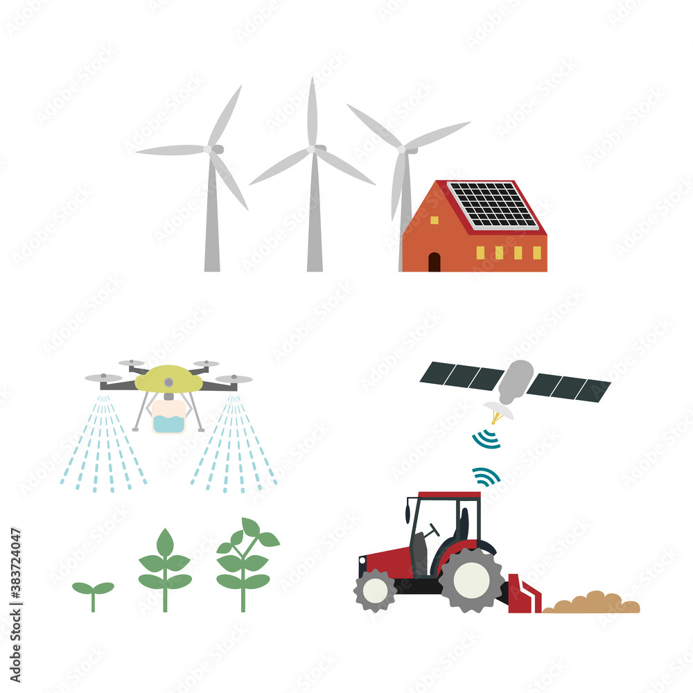 Fototapeta premium スマート農業のシーン3セット