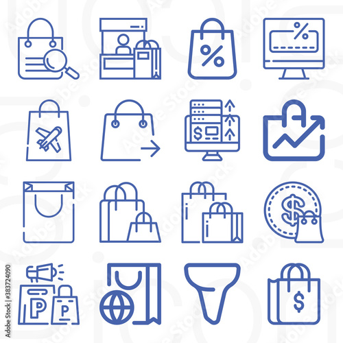 16 pack of gross revenue  lineal web icons set