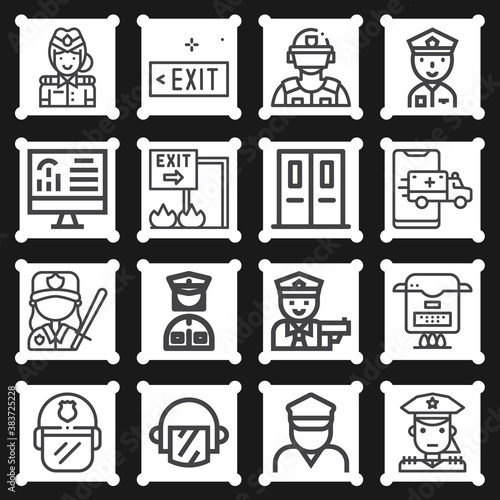 16 pack of urgency lineal web icons set