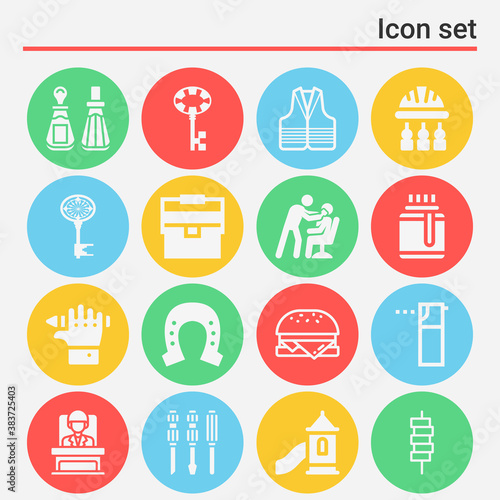 16 pack of brush filled web icons set