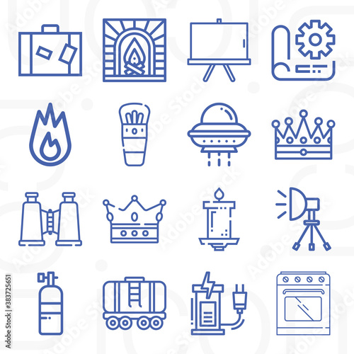 16 pack of power  lineal web icons set