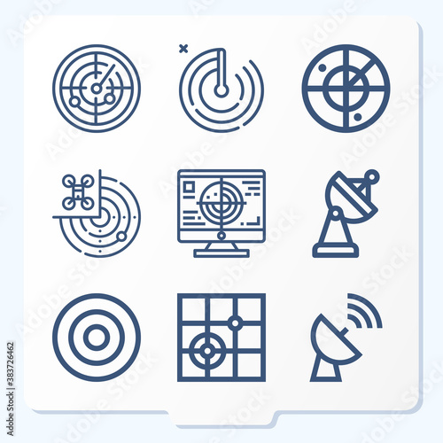 Simple set of 9 icons related to doppler