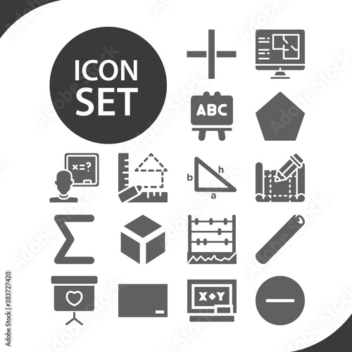 Simple set of maths related filled icons. © Nana