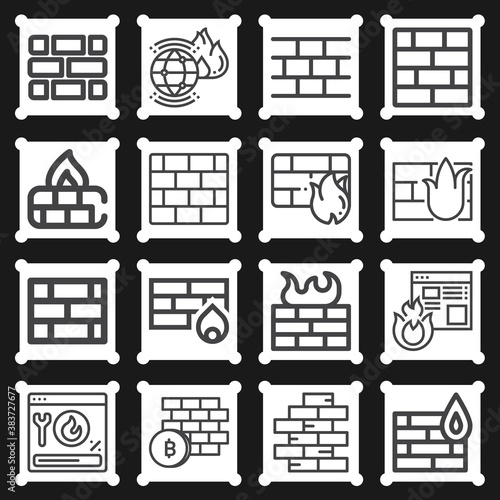 16 pack of firewall  lineal web icons set