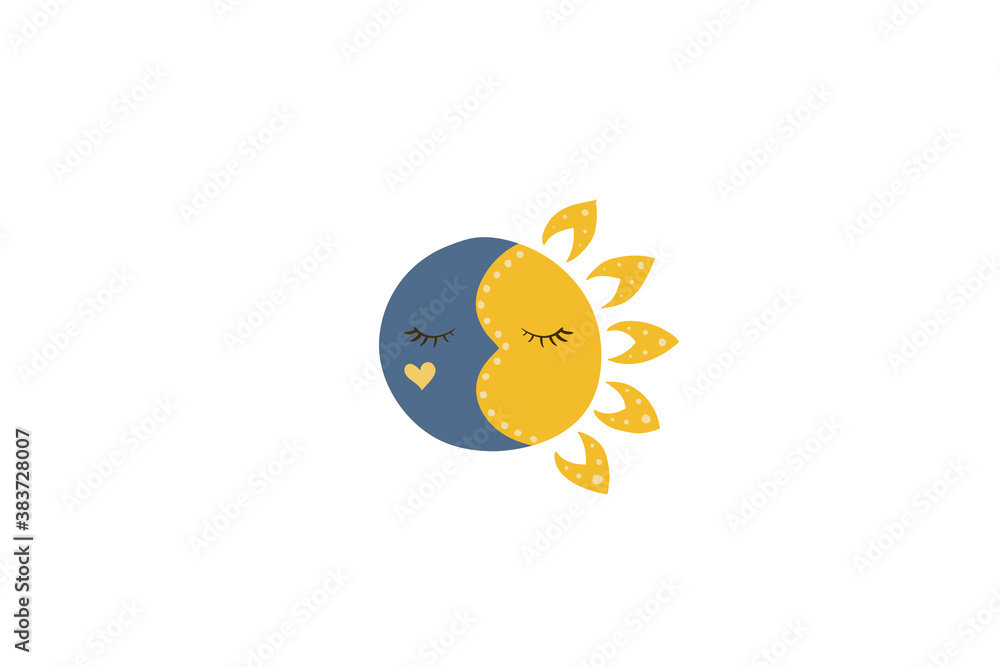 Sleeping face of sun and moon. Sleeping face of sun and moon.