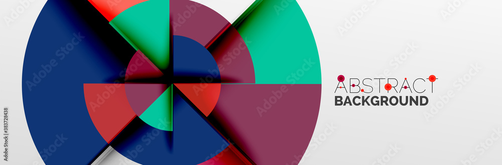 Bright color circles, abstract round shapes and triangles composition with shadow effects. Vector modern geometric design template Bright color circles, abstract round shapes and triangles composition with shadow effects. Vector modern geometric design template