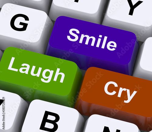 Laugh Cry Smile Keys Represent Different Emotions photo