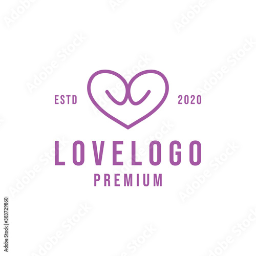 line love Logo design Vector