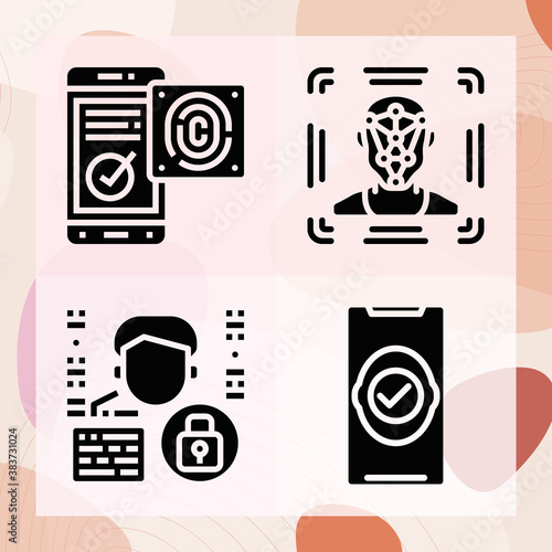 Simple set of recognizing related filled icons