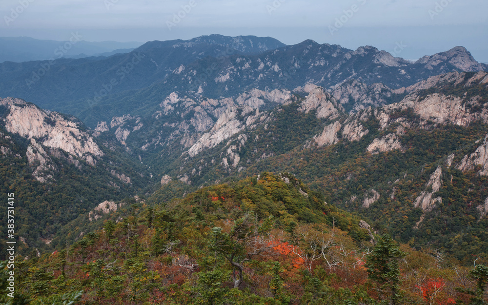 Deep Valleys of Seorak Mountain, South Korea (Seoraksan) during Autumn