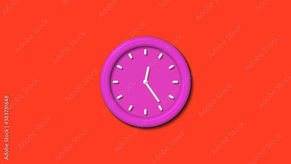 New pink color 3d wall clock isolated on red background,Counting down 3d wall clock New pink color 3d wall clock isolated on red background,Counting down 3d wall clock