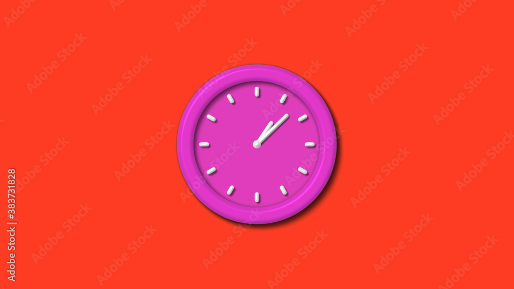 New pink color 3d wall clock isolated on red background,Counting down 3d wall clock New pink color 3d wall clock isolated on red background,Counting down 3d wall clock