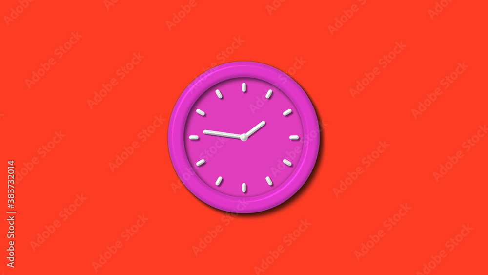 New pink color 3d wall clock isolated on red background,Counting down 3d wall clock New pink color 3d wall clock isolated on red background,Counting down 3d wall clock