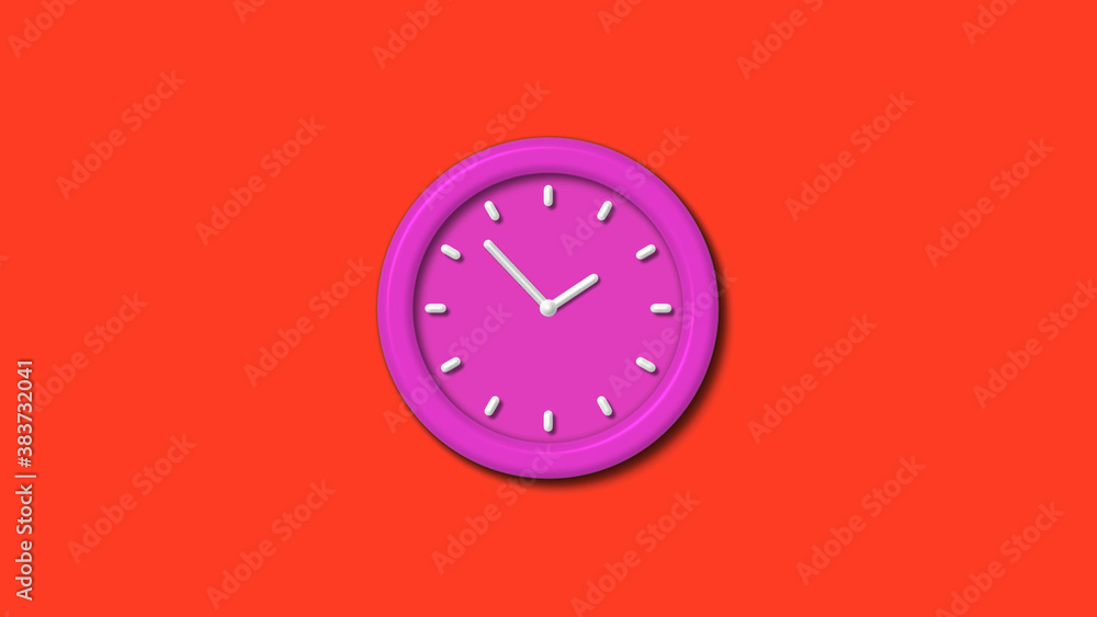 New pink color 3d wall clock isolated on red background,Counting down 3d wall clock New pink color 3d wall clock isolated on red background,Counting down 3d wall clock