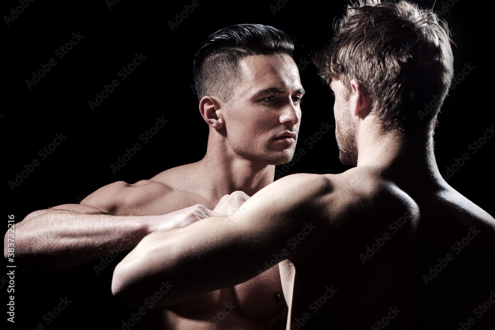 Guys fighting, bare nude torso of two men. Naked body, nude bare torso. Guys fighting, bare nude torso of two men. Naked body, nude bare torso.
