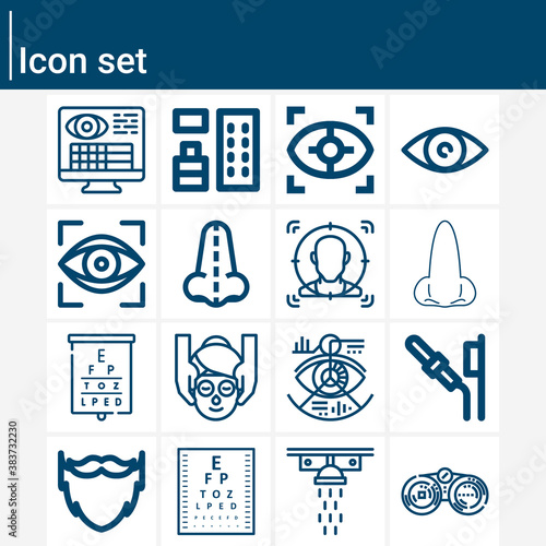 Simple set of human face related lineal icons.