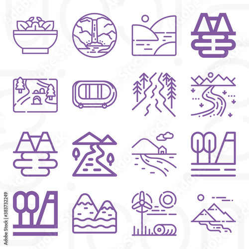 16 pack of romania  lineal web icons set