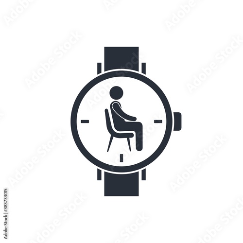Man, clock, wait. Vector icon isolated on white background.