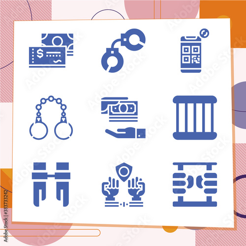 Simple set of 9 icons related to fines