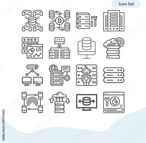 Simple set of tennis player related lineal icons.