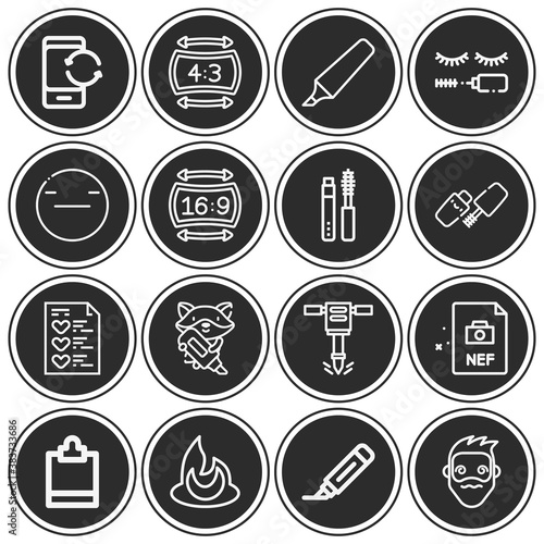 16 pack of verb  lineal web icons set