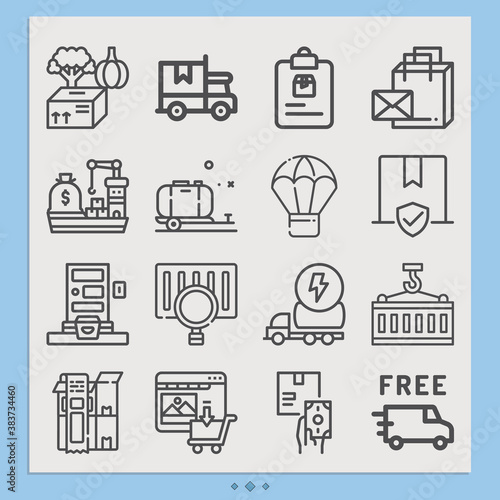 Simple set of merchant vessels related lineal icons.