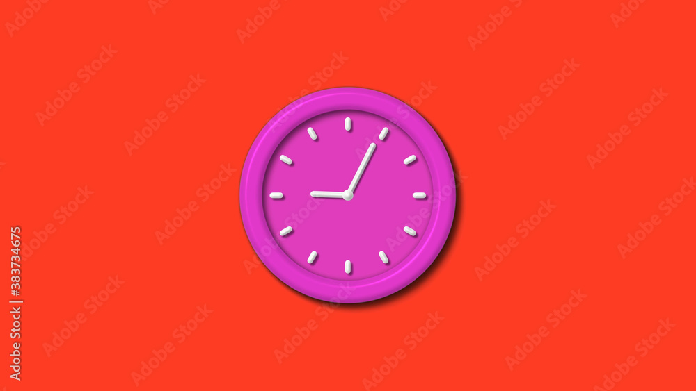 New pink color 3d wall clock isolated on red background,12 hours counting down wall clock isolated New pink color 3d wall clock isolated on red background,12 hours counting down wall clock isolated