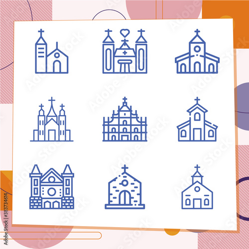 Simple set of 9 icons related to kirk