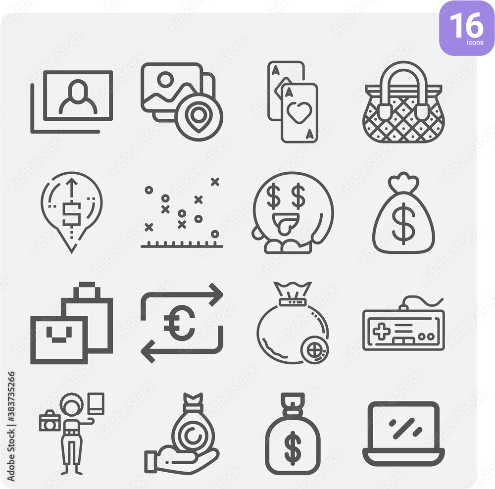 Simple set of credit related lineal icons. Simple set of credit related lineal icons.